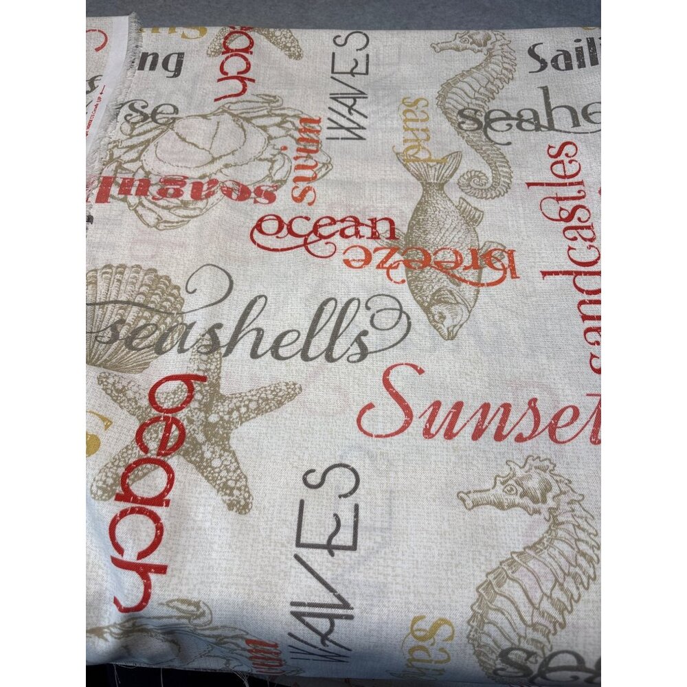 Better Homes & Gardens Coastal Beach Themed Fabric 1 yard + 29” x 56” Cotton Ble
